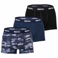 DIESEL mens boxer shorts, 3-pack - DAMIEN-UTLT, cotton stretch, plain/patterned Blue S (Small)