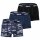 DIESEL mens boxer shorts, 3-pack - DAMIEN-UTLT, cotton stretch, plain/patterned Blue S (Small)