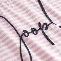 JOOP! Damen T-Shirt - Teri, aufgesticktes Logo, Kurzarm, Rundhals, Jersey, gestreift, Cotton Stretch Rosa/Weiß XS