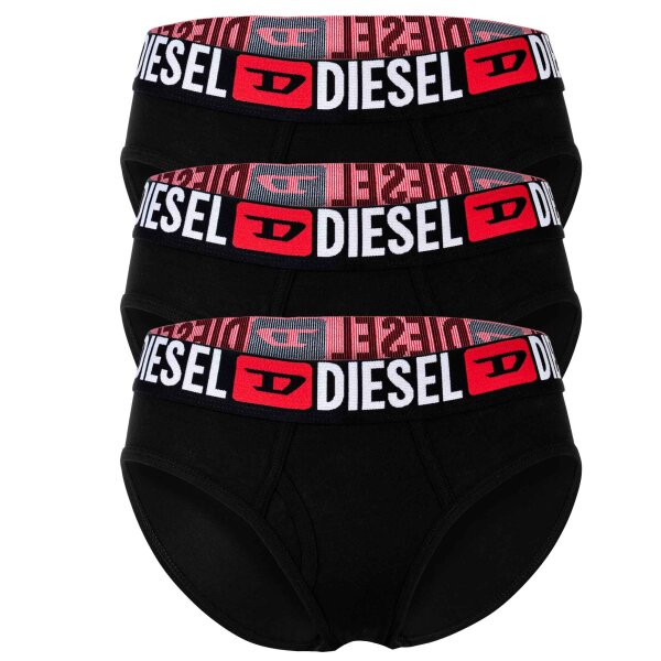 DIESEL Damen Slips, 3er Pack - OXY-D-CORE, Cotton Stretch, Logobund Schwarz XS