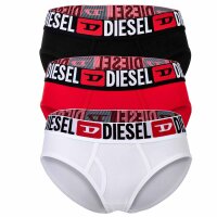 DIESEL Damen Slips, 3er Pack - OXY-D-CORE, Cotton Stretch, Logobund Schwarz/Rot/Weiß XS