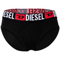 DIESEL Damen Slips, 3er Pack - OXY-D-CORE, Cotton Stretch, Logobund Schwarz/Rot/Weiß XS