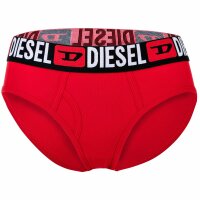DIESEL Damen Slips, 3er Pack - OXY-D-CORE, Cotton Stretch, Logobund Schwarz/Rot/Weiß XS