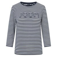 JOOP! ladies long-sleeved shirt - Tala, striped, logo, round neck, jersey, cotton stretch Dark blue/White
 XL (X-Large)