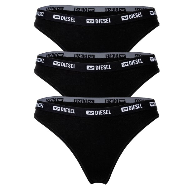 DIESEL Damen Strings, 3er Pack - LIZ-D-BOX, Cotton Stretch, Logobund Schwarz L