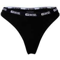 DIESEL womens thongs, 3-pack - LIZ-D-BOX, cotton stretch, logo waistband Black/White XS (X-Small)