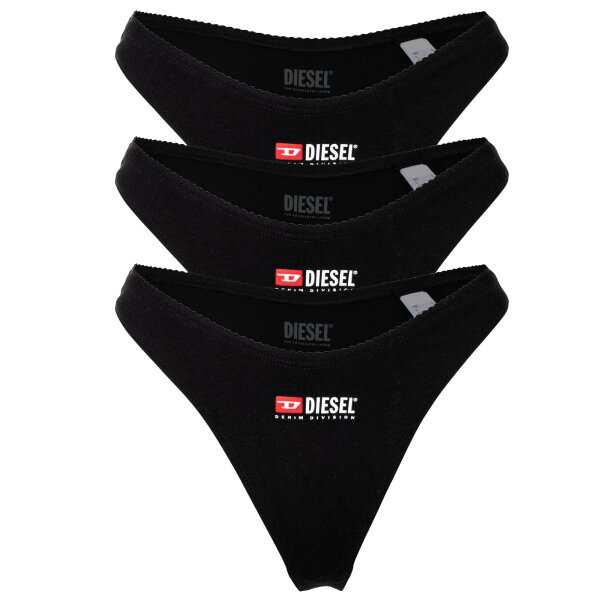 DIESEL womens briefs, 3-pack - OXY-D-CORE, cotton stretch, logo waistband Black S (Small)