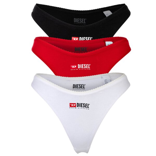DIESEL womens briefs, 3-pack - OXY-D-CORE, cotton stretch, logo waistband Black/Red/White XS (X-Small)