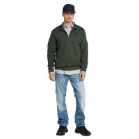 G-STAR Men’s Sweatshirt - Premium Core Half Zip, Logo, solid color Dark green XL (X-Large)