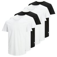 JACK&JONES Herren T-Shirt, 6er Pack - JJENOA TEE 6PK, Kurzarm, Bio-Baumwolle, einfarbig Weiß/Schwarz S