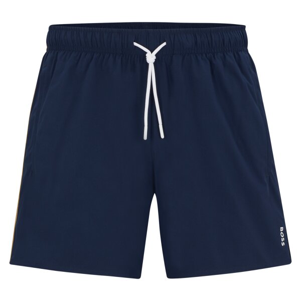 BOSS Herren Badeshorts - Iconic, Swim Shorts, Badehose, Signature-Streifen, Logo Blau XL