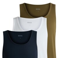 BOSS Herren Tank Top, 3er Pack - 3P Classic, Unterhemd, ohne Arm, Rundhals, Cotton Grün/Weiß/Blau S