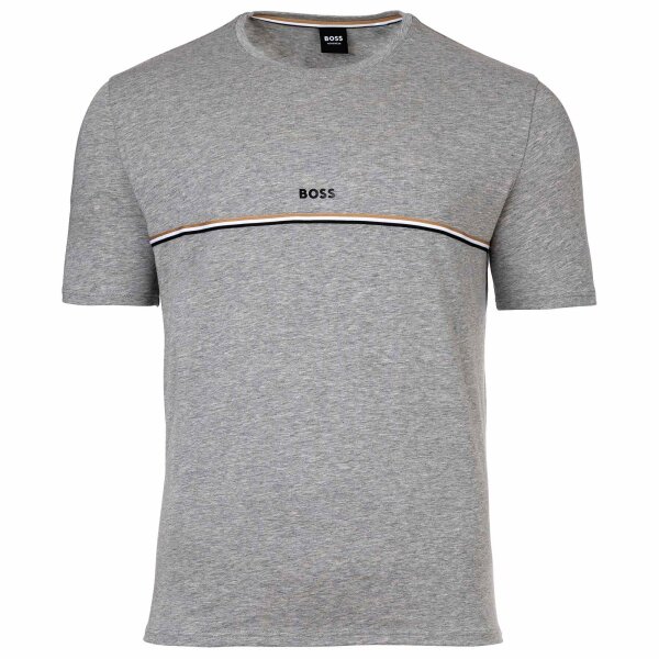 BOSS Mens T-shirt - Unique T-shirt, round neck, cotton stretch, logo Grey S (Small)