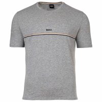 BOSS Mens T-shirt - Unique T-shirt, round neck, cotton stretch, logo Grey S (Small)