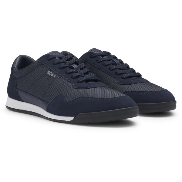 BOSS mens trainers - Titanium SL sdtxny,Trainer, material mix with suede Blue EUR 41 (UK 7,5)