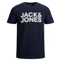 JACK&JONES Herren T-Shirt, 6er Pack - JJECORP LOGO TEE O-NECK, Logo-Print, Baumwolle Schwarz/Weiß/Marineblau S