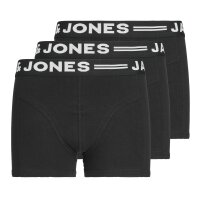 JACK&JONES Jungen Boxershorts, 6er Pack - SENSE TRUNKS, Baumwoll-Stretch, Logobund Schwarz/Schwarz/Weiß 176