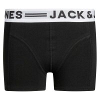 JACK&JONES Jungen Boxershorts, 6er Pack - SENSE TRUNKS, Baumwoll-Stretch, Logobund Schwarz/Schwarz/Weiß 176