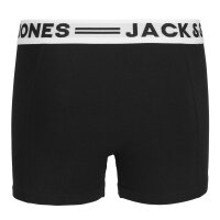 JACK&JONES Jungen Boxershorts, 6er Pack - SENSE TRUNKS, Baumwoll-Stretch, Logobund Schwarz/Schwarz/Weiß 176