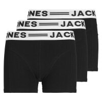 JACK&JONES Jungen Boxershorts, 6er Pack - SENSE TRUNKS, Baumwoll-Stretch, Logobund Schwarz/Schwarz/Weiß 176