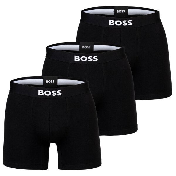 BOSS Herren Boxershorts, 3er Pack - Boxer Brief, Boss One, Cotton Stretch, Logo Schwarz L