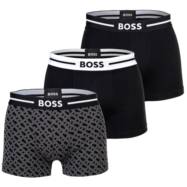 BOSS Herren Boxershorts, 3er Pack - Trunk, Bold Design, Cotton Stretch, Logo