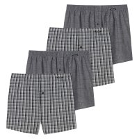 SCHIESSER mens woven boxer shorts, 4-pack - pants, cotton Grey S (Small)