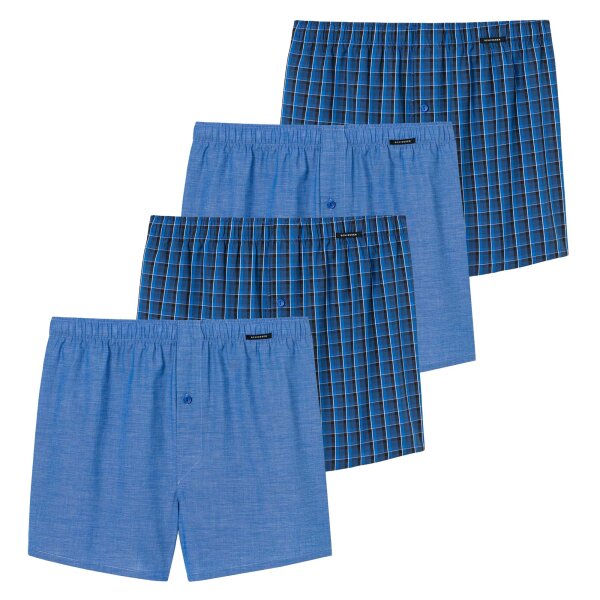 SCHIESSER Herren Web-Boxershorts, 4er Pack - Unterhose, Baumwolle Blau 3XL