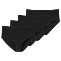 SCHIESSER Damen Slip 4er Pack - Midi-Slip, Cotton Stretch, uni Schwarz M