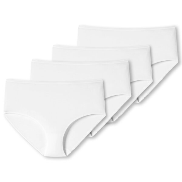 SCHIESSER Damen Slip 4er Pack - Midi-Slip, Cotton Stretch, uni Weiß S