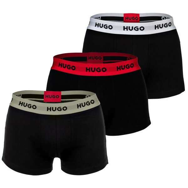 HUGO mens boxer shorts, 3-pack - TrunkTriplet, cotton stretch, logo Black/Grey/Red 2XL (XX-Large)