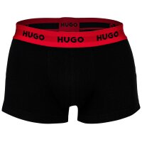 HUGO Herren Boxershorts, 3er Pack - Trunk Triplet, Cotton Stretch, Logo Schwarz/Grau/Rot 2XL