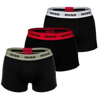HUGO mens boxer shorts, 3-pack - TrunkTriplet, cotton stretch, logo Black/Grey/Red 2XL (XX-Large)