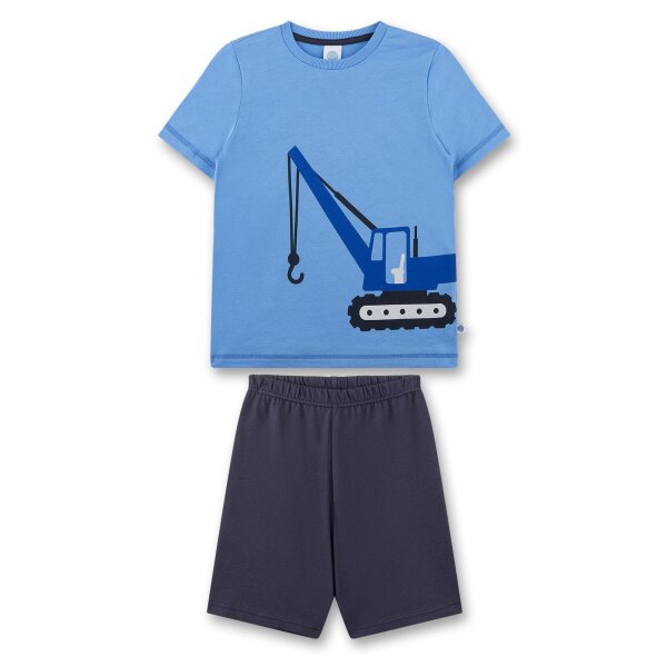 Sanetta Jungen Schlafanzug - kurz, Kids, Nachtwäsche, Pyjama, Baumwolle Blau 104