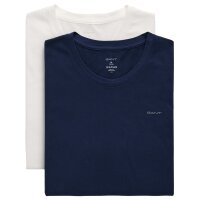 GANT Herren T-Shirt, 2er Pack - C-NECK T-SHIRT 2-PACK, Rundhals, kurzarm, Cotton Marineblau/Weiß L