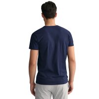 GANT Herren T-Shirt, 2er Pack - C-NECK T-SHIRT 2-PACK, Rundhals, kurzarm, Cotton Marineblau/Weiß L