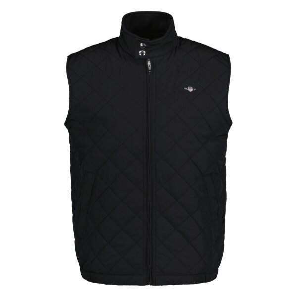 GANT mens quilted gilet – QUILTED WINDCHEATER VEST, zip, stand-up collar Black M (Medium)