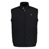 GANT Herren Steppweste - QUILTED WINDCHEATER VEST, Reißverschluss, Stehkragen Schwarz M
