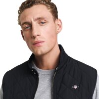 GANT Herren Steppweste - QUILTED WINDCHEATER VEST, Reißverschluss, Stehkragen Schwarz M
