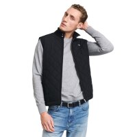GANT mens quilted gilet – QUILTED WINDCHEATER VEST, zip, stand-up collar Black M (Medium)