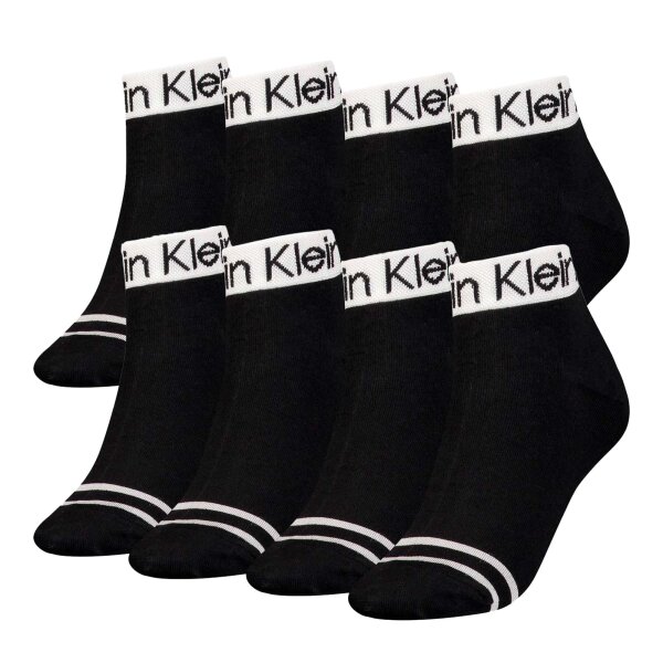 Calvin Klein Damen Quarter Socken, 8er Pack - Logo Welt Zoey ECOM, One Size Schwarz 37-41