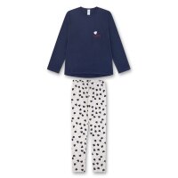 Sanetta Mädchen Schlafanzug - Teens, lang, Baumwolle Blau/Beige 152