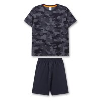 Sanetta Jungen Schlafanzug - Teens, kurz, Nachtwäsche, Pyjama,  Baumwolle Schwarz/Grau 140