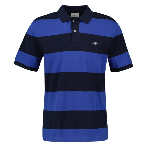 GANT Herren Poloshirt - BLOCK STRIPE POLO, Kurzarm, Knopfleiste, Logo, gestreift Blau (Rich Blue) M