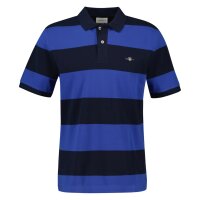 GANT mens polo shirt – BLOCK STRIPE POLO, short-sleeved, button placket, logo, striped Blue (Rich Blue) M (Medium)