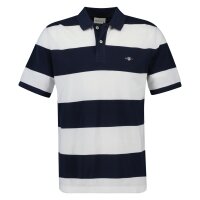 GANT mens polo shirt – BLOCK STRIPE POLO, short-sleeved, button placket, logo, striped Blue (Evening Blue) M (Medium)