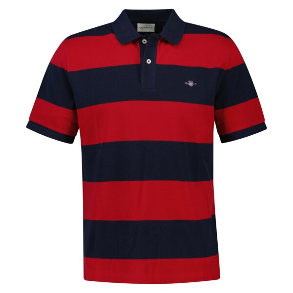 GANT Herren Poloshirt - BLOCK STRIPE POLO, Kurzarm, Knopfleiste, Logo, gestreift Rot M