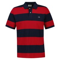 GANT mens polo shirt – BLOCK STRIPE POLO, short-sleeved, button placket, logo, striped Red M (Medium)