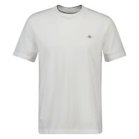GANT mens piqué T-shirt – PIQUE T-SHIRT, short-sleeved, round neck, logo, single-colour White 3XL (XXX-Large)