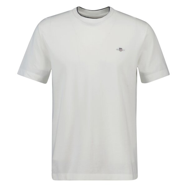 GANT mens piqué T-shirt – PIQUE T-SHIRT, short-sleeved, round neck, logo, single-colour White 4XL (XXXX-Large)